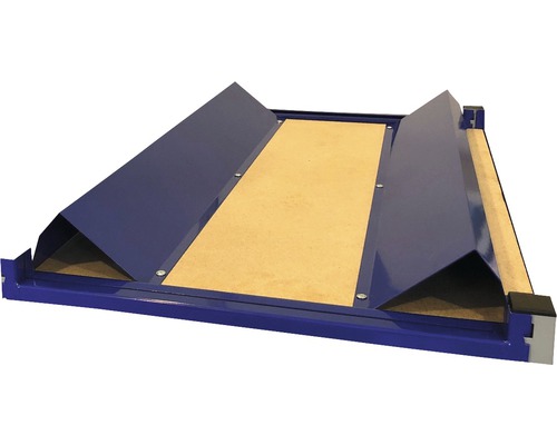 Établi avec plateau en bois et cadre en métal