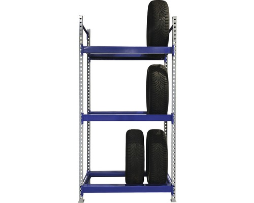 Étagère à pneus avec trois pneus