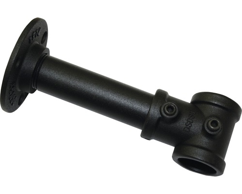 Raccord de tuyau noir avec bride pour montage mural