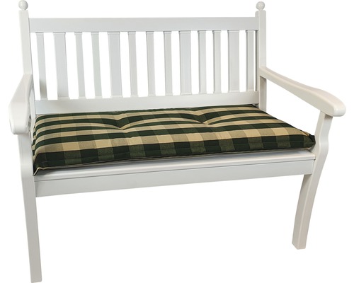 Banc de jardin en bois avec coussin d''assise à carreaux
