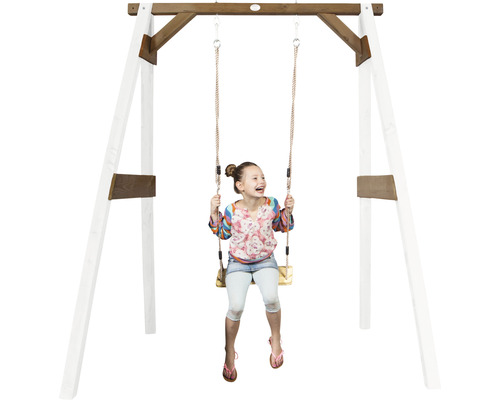 Balançoire en bois avec une fille se balançant pour le jardin