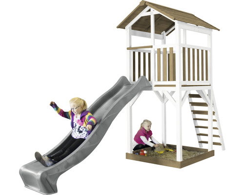Tour de jeux avec toboggan et bac à sable pour enfants