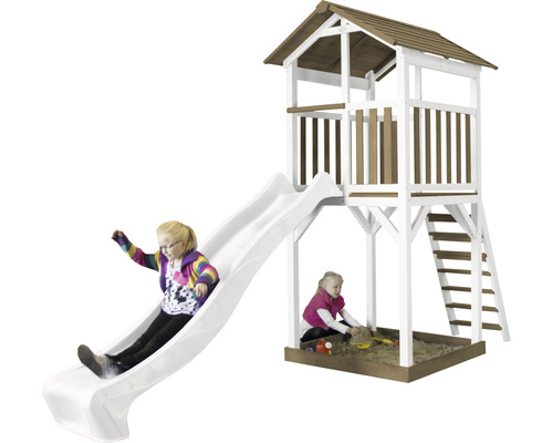 Toboggan pour enfants avec tour de jeux et bac à sable pour le jardin