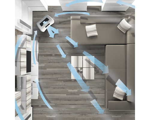 Purificateur d''air dans le salon avec représentation de la circulation de l''air