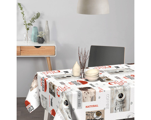 Esstisch mit Kaffeemuster Tischdecke
