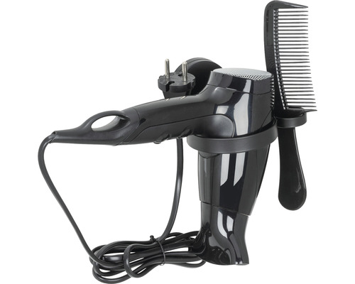 Sèche-cheveux noir avec peigne et rangement