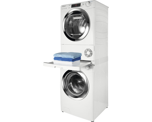 Lave-linge et sèche-linge superposés avec étagère