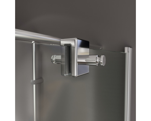 Detailansicht einer Duschkabinenbefestigung aus Metall