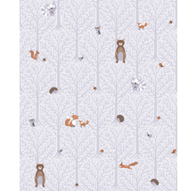 Tapete mit Waldtieren und Bäumen