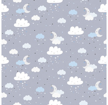 Motif de tissu avec des nuages, des lunes et des étoiles