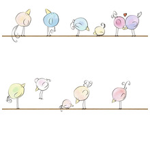 Illustration d''oiseaux stylisés sur une ligne