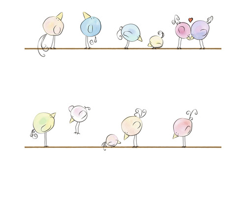 Illustration d''oiseaux stylisés sur une ligne