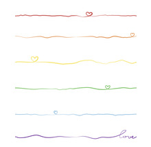 Illustration avec couleurs arc-en-ciel, cœurs et le mot amour