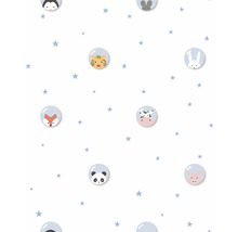 Papier peint avec motifs d''animaux et étoiles pour chambre d''enfant