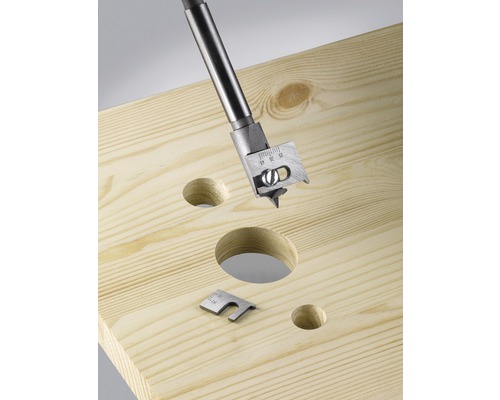 Trépan réglable perçant des trous dans une planche de bois