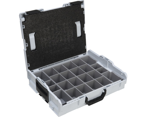 Boîte à outils ouverte avec compartiments de rangement