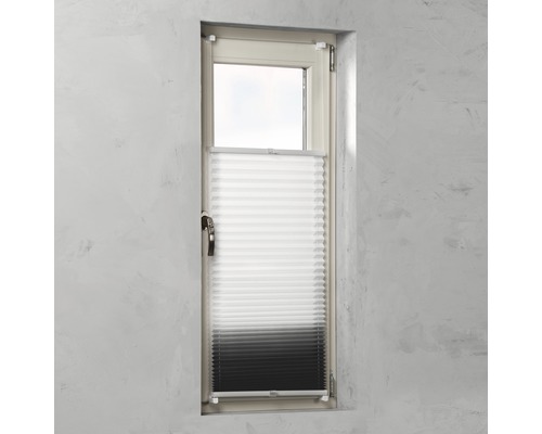 Fenster mit halbtransparentem Plissee als Sicht- und Sonnenschutz