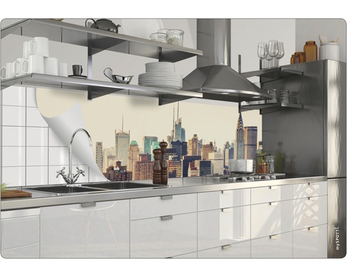 Crédence de cuisine avec motif de la skyline de New York