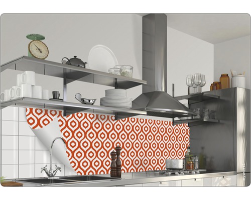 Küche mit Spritzschutzfolie mit Muster