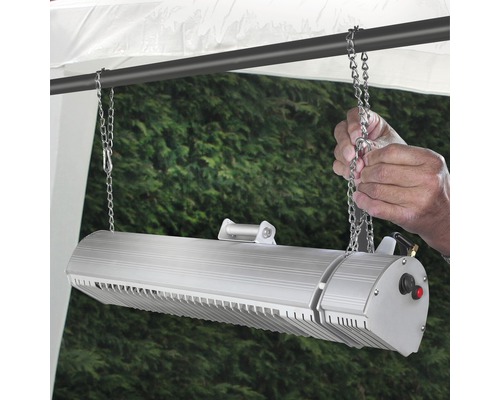 Radiateur de terrasse suspendu avec suspension à chaîne