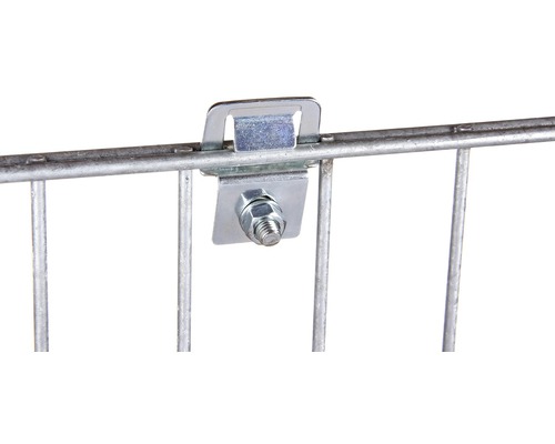 Befestigungselement für Drahtgitterregale mit Schraube und Mutter