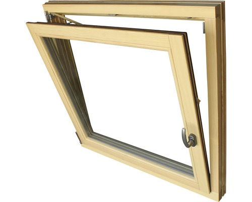 Fenêtre en bois avec fonction basculante ouverte.