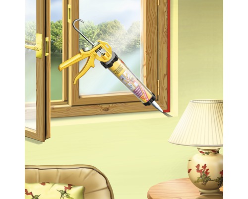 Pistolet à silicone scelle le cadre de fenêtre