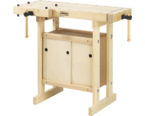 Établi en bois avec rangement et étau