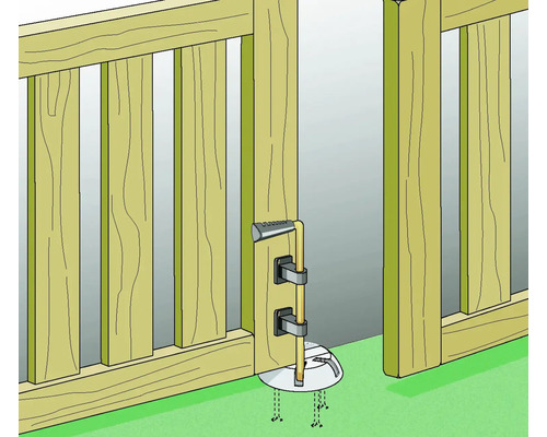Illustration d''un portail en bois avec un loquet de portail pour la fixation.