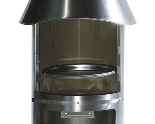 Edelstahl-Aussenofen mit runder Form und Grillrost