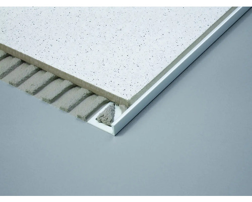 Detailansicht einer Deckenplatte mit Profilschiene und Unterkonstruktion