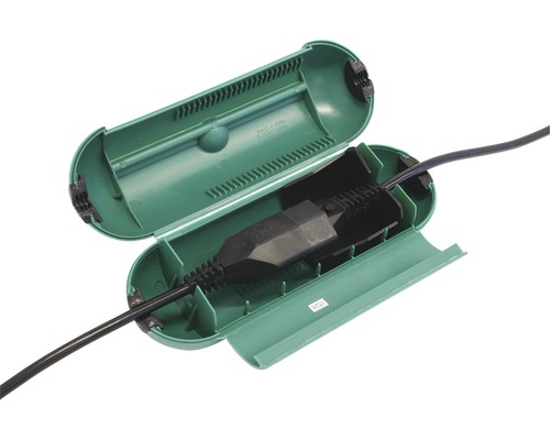 Boîte de câble ouverte avec câble d''alimentation et prise