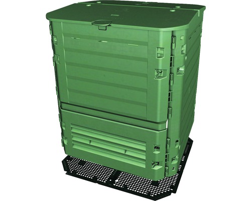 Composteur en plastique avec trous d''aération et base grillagée