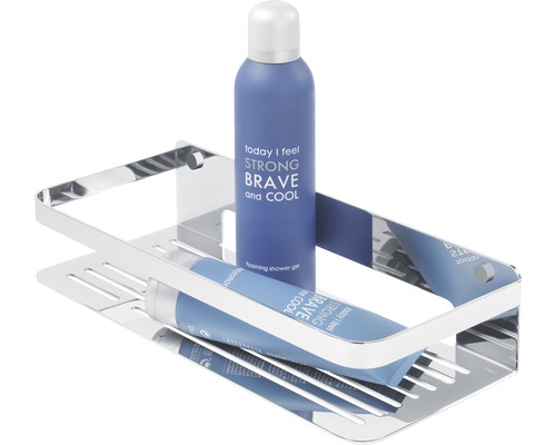 Étagère de douche d''angle en métal avec produits de soin