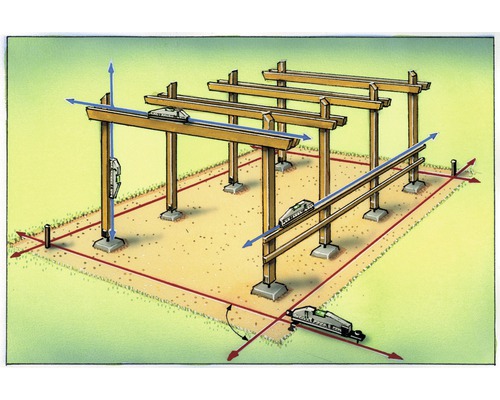Représentation d''une construction en bois avec des directives d''alignement