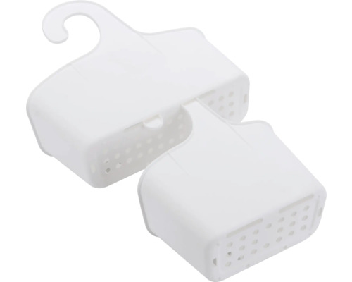 Deux paniers suspendus blancs pour salle de bain et cuisine