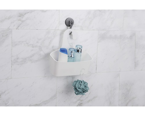 Panier de rangement de salle de bain avec ventouse fixé au mur