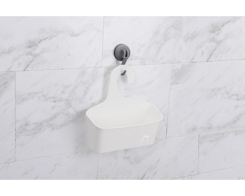 Panier de douche blanc avec ventouse sur le mur