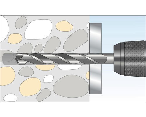 Perceuse perçant un trou dans un mur de pierre