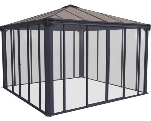 Pavillon avec parois transparentes et toit