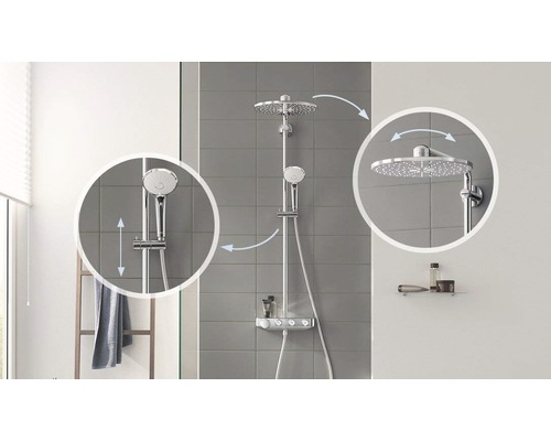 Duschsystem mit Kopfbrause und Handbrause in modernem Badezimmer