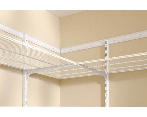 Système d''étagères grillagées pour dressing avec rails et supports