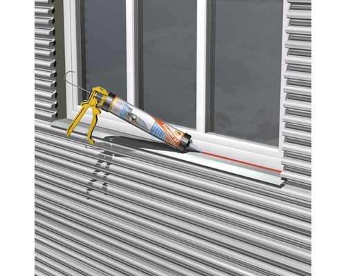 Silikonpistole dichtet Fenster ab