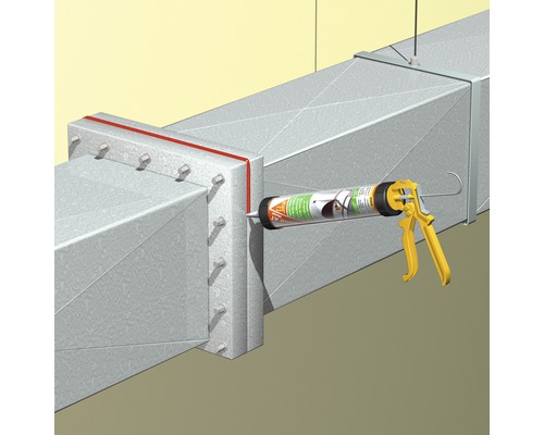 Application de mastic d''étanchéité sur un conduit de ventilation avec un pistolet à cartouche