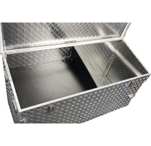 Geöffnete Werkzeugkiste aus Aluminium mit Innenfach