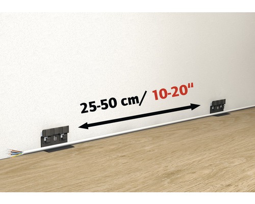 L''espacement entre les fixations de plinthes est de 25 à 50 centimètres