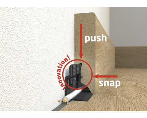 Plinthe avec passage de câbles et instructions d''installation