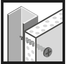 Illustration de la fixation d''une plaque de plâtre sur une ossature métallique à l''aide de vis.