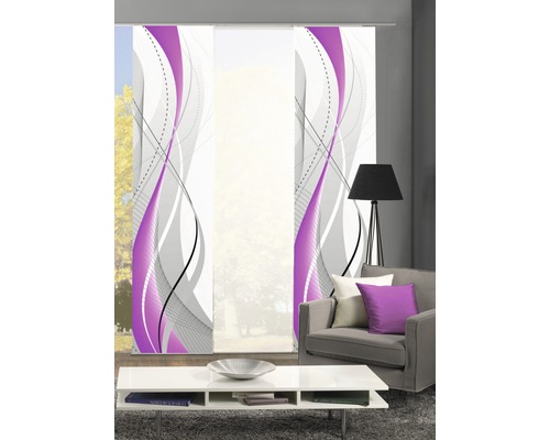 Flächenvorhang Home Fashion Wuxi violett 60x245 cm 3er-Set