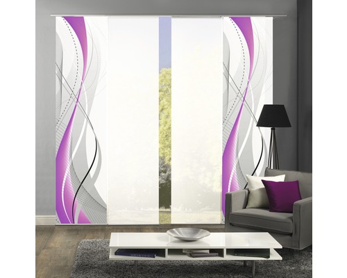 Flächenvorhang Home Fashion Wuxi violett 60x245 cm 4er-Set
